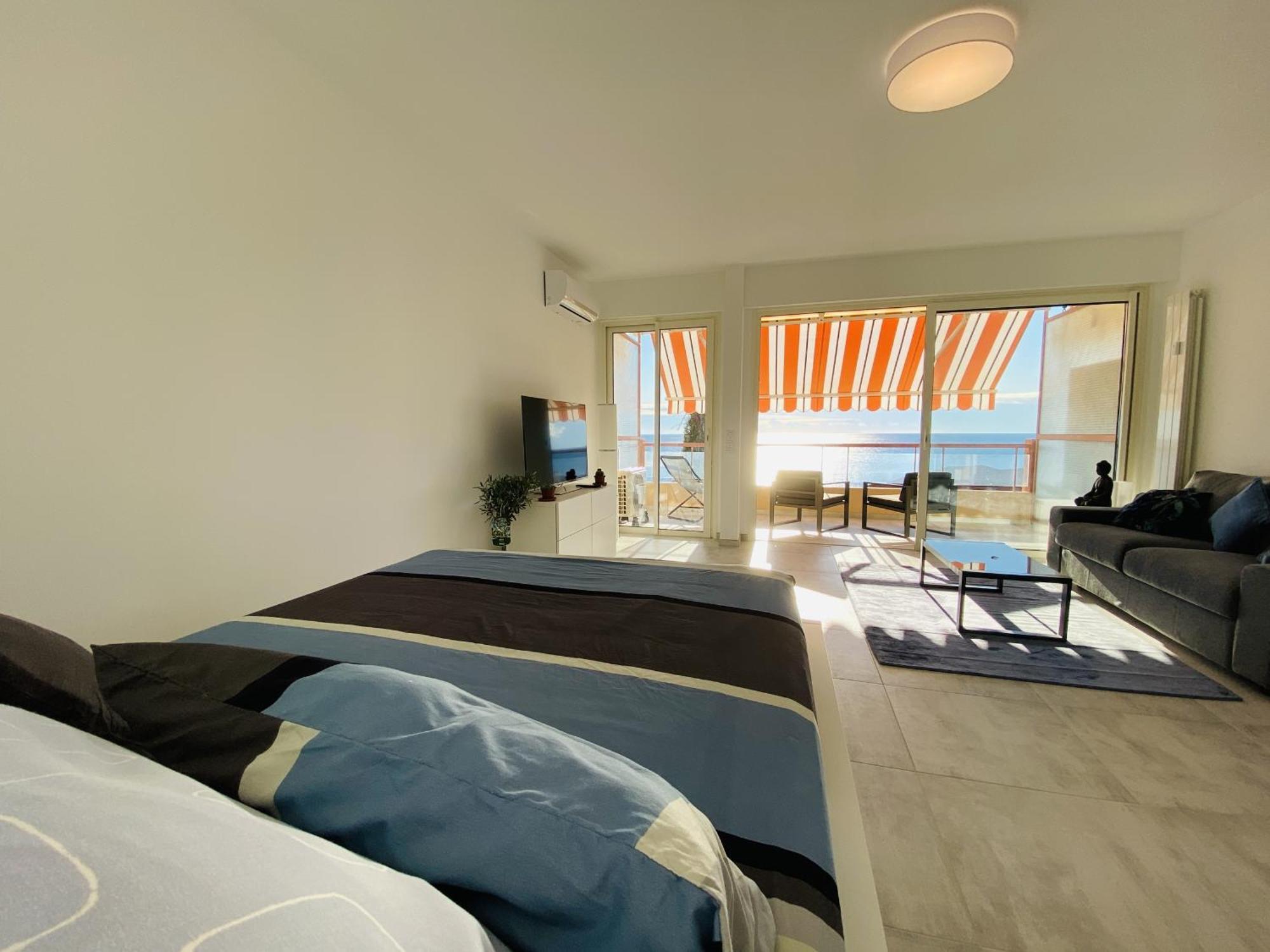 Le Vigia-Vue Mer-Terrasse-Climatisation-Parking Menton Bilik gambar