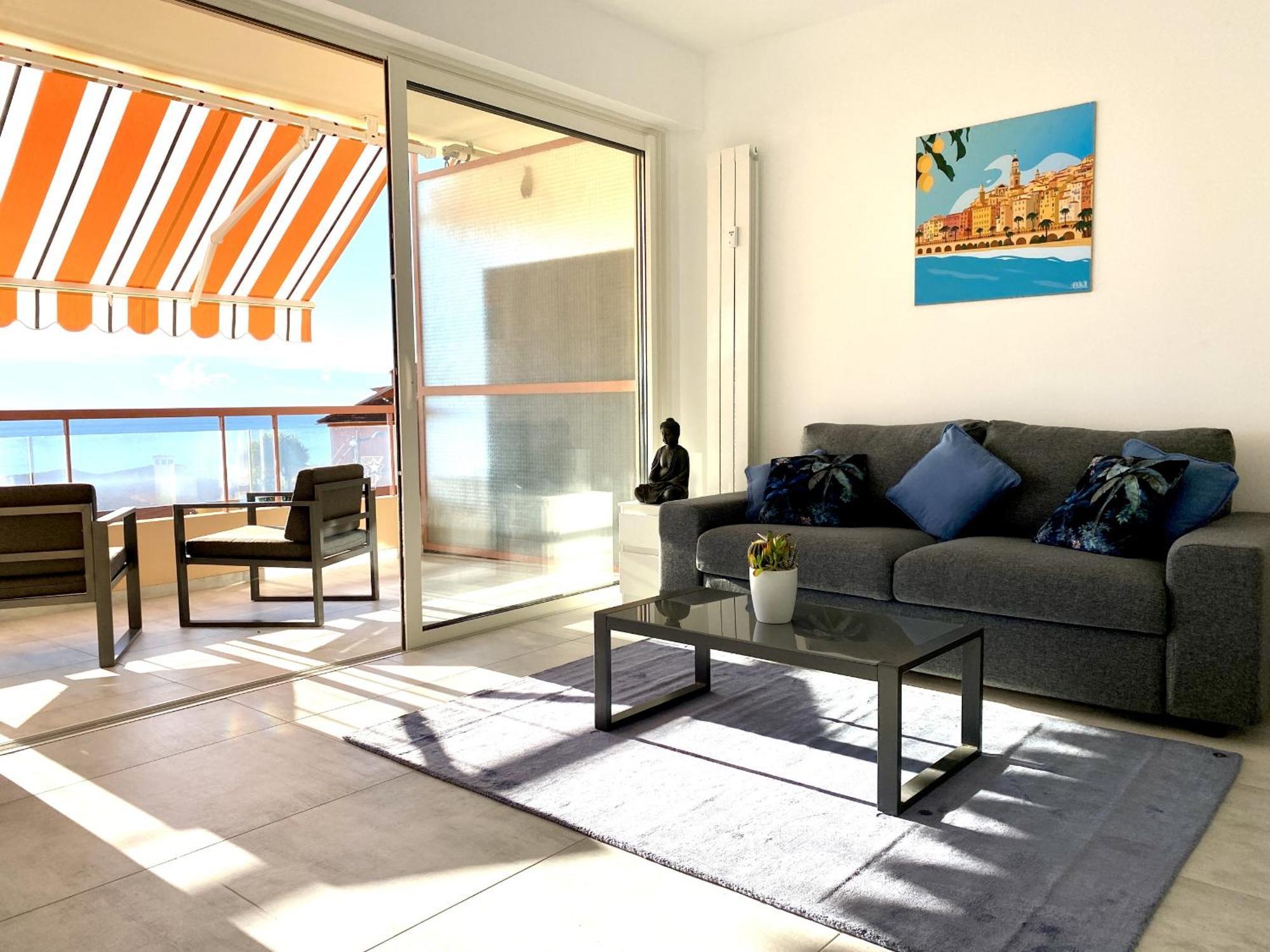 Le Vigia-Vue Mer-Terrasse-Climatisation-Parking Menton Bilik gambar
